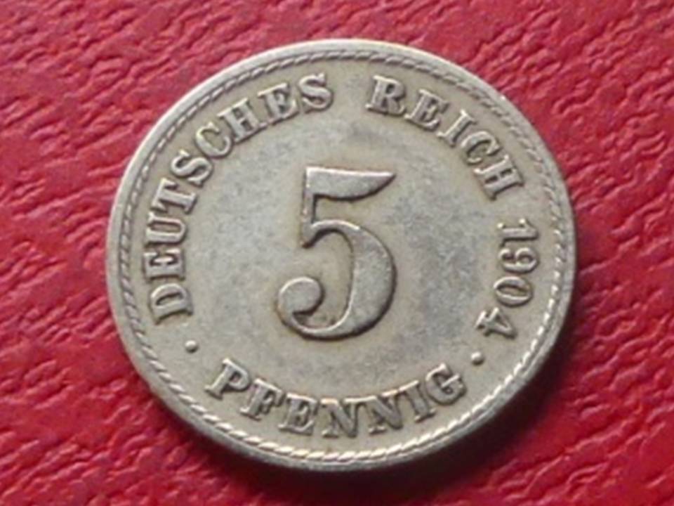  s.3 Deutsches Kaiserreich** 5 Pfennig 1904 F   