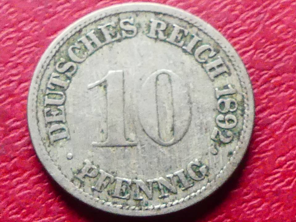  s.6 Kaiserreich** 10 Pfennig 1892 F   