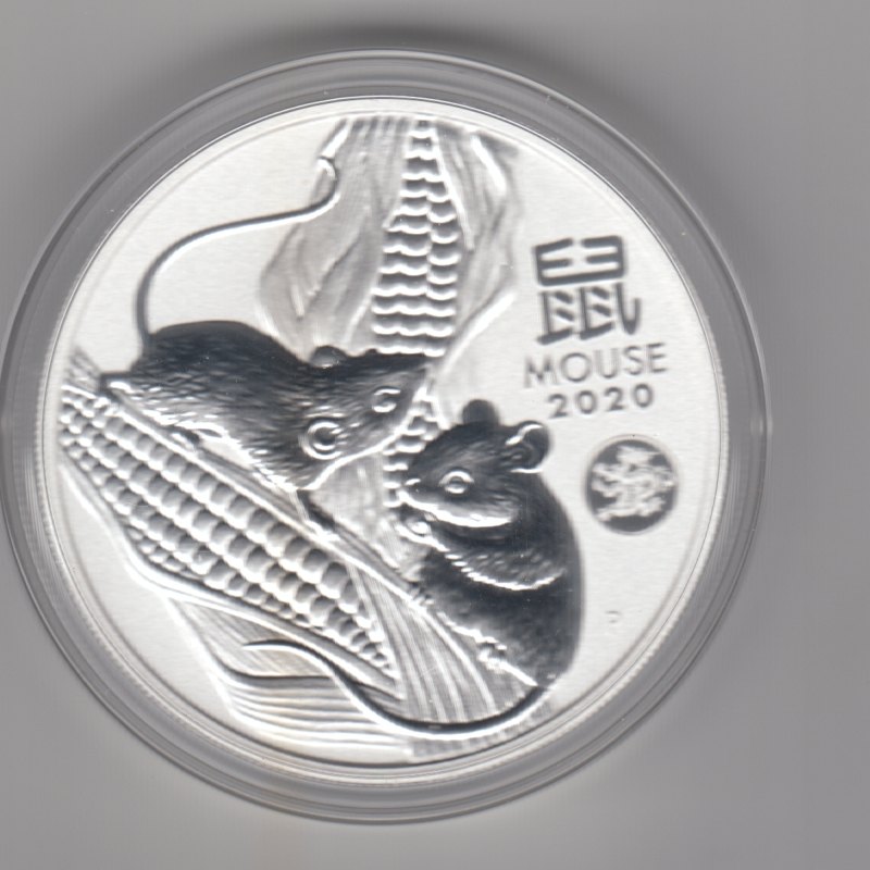  Australien, 1 Dollar Lunar III 2020 Maus mit Privy Drache, 1 unze oz Silber   