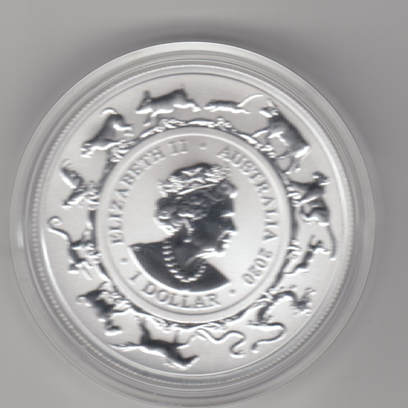  Australien, 1 Dollar Lunar III RAM 2020 Maus Ratte, 1 unze oz Silber   
