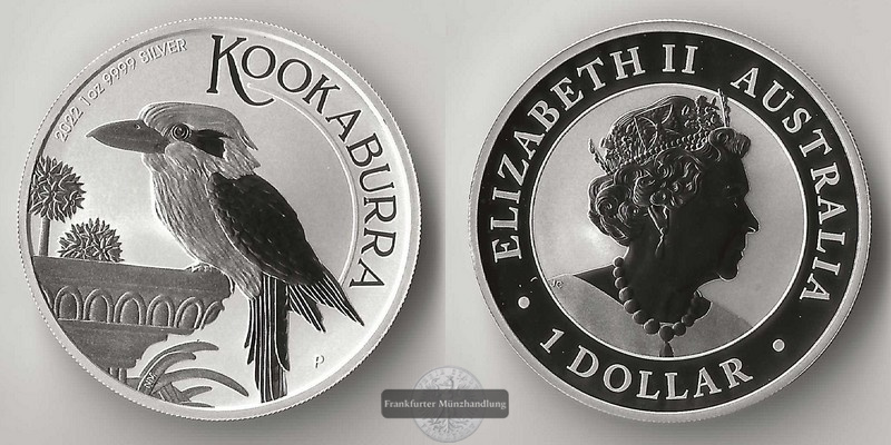  Australien,  1 Dollar  2022  Kookaburra FM-Frankfurt  Feinsilber: 31,1g   