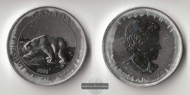  Kanada 8 Dollar Polar Bär 2013  FM-Frankfurt  Feingewicht: 46,65g   