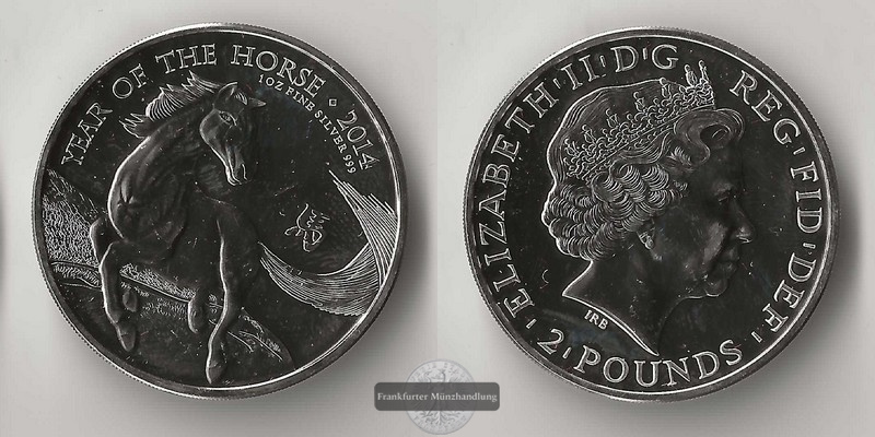  Großbritannien  2 Pounds Year of the Horse 2014  FM-Frankfurt  Feingewicht: 31,1g   