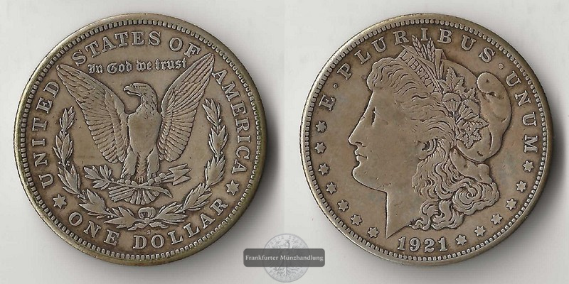  USA,  1 Dollar   1921 S  Morgan Dollar   FM-Frankfurt   Feinsilber: 24,06g   