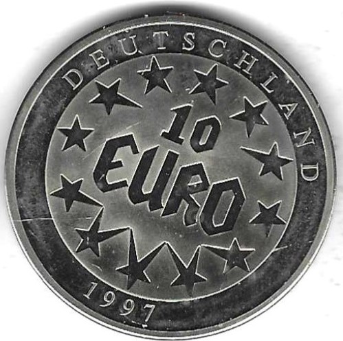  BRD 10 Euro 1997, Neusilber, Europa auf dem Stier, Stempelglanz, siehe Scan unten   