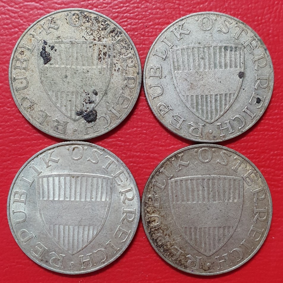  Österreich 4 x 10 Schilling Silber Münzen Konvolut   