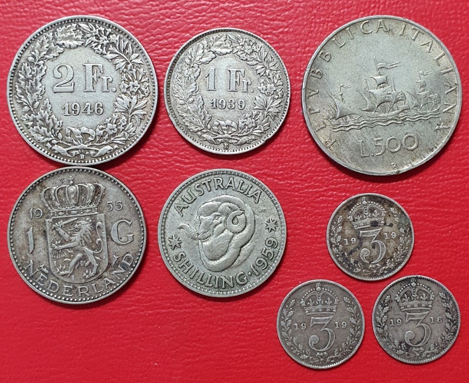  Silber Münzen Konvolut Schweiz Italien Niederlande Australien Großbritannien Coins   