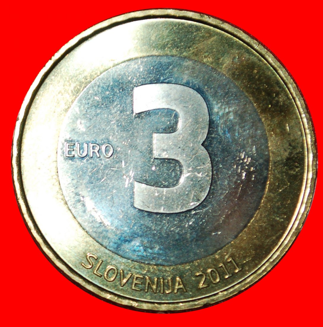 * TRENNUNG VON JUGOSLAWIEN 1991: SLOWENIEN★3 EURO 2011 STG STEMPELGLANZ★UNGEWÖHNLICH★OHNE VORBEHALT!