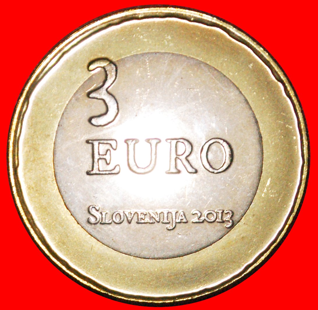  * WEAPON 1713: SLOVENIA ★ 3 EURO 2013 UNC MINT LUSTRE! UNCOMMON! BI-METALLIC★LOW START ★ NO RESERVE!   