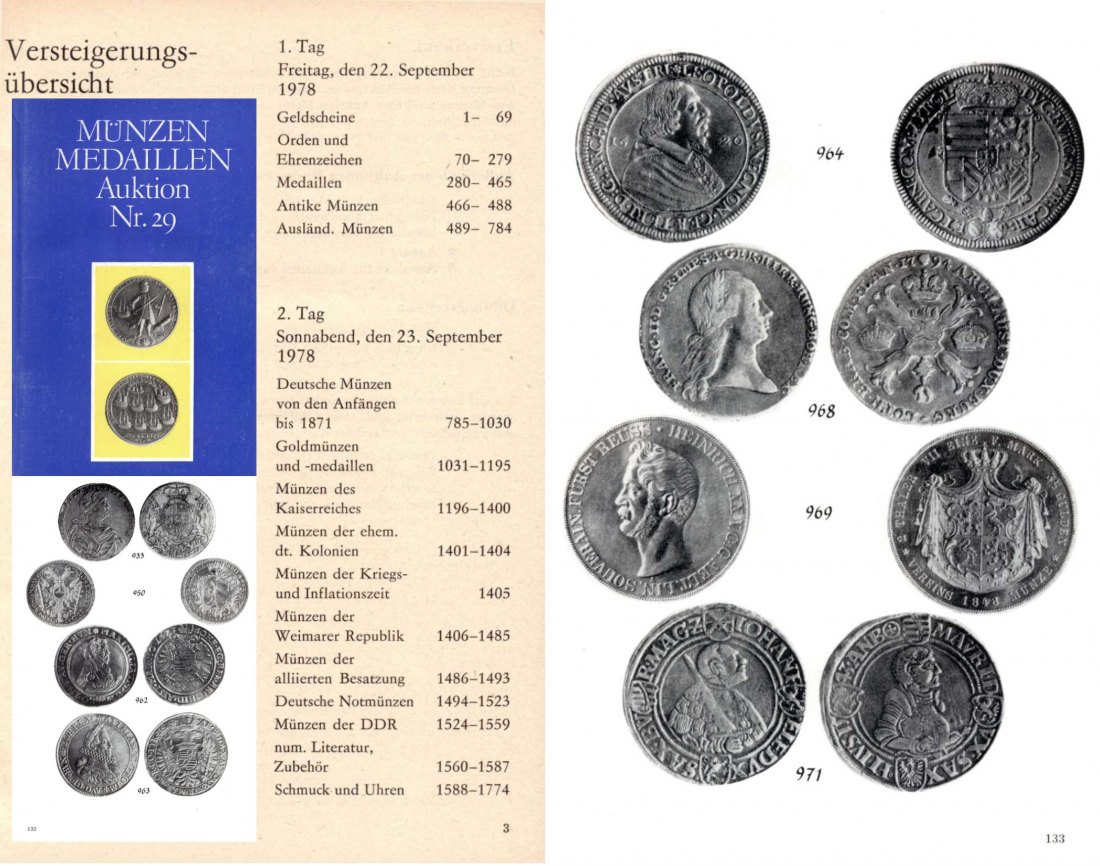  Staatlicher Kunsthandel der DDR (in Berlin) Auktion 29 (1978) Münzen & Medaillen / Schmuck   