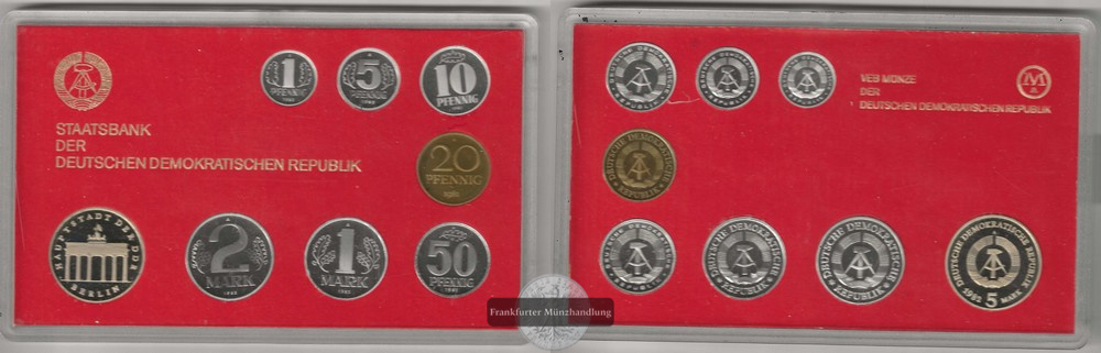  DDR  Staatsbank der Deutschen Demokratischen Republik 1 Pfennig -  5 Mark 1982   