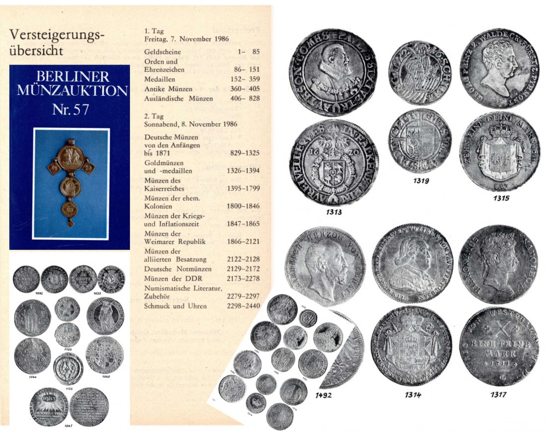  Staatlicher Kunsthandel der DDR / Reihe BERLINER Münzauktion Auktion 57 (1986) Münzen & Medaillen   