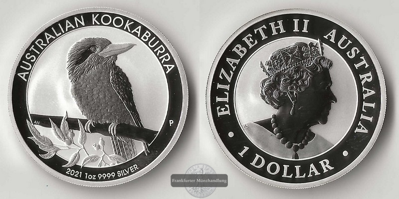  Australien,  1 Dollar  2021  Kookaburra FM-Frankfurt  Feinsilber: 31,1g   