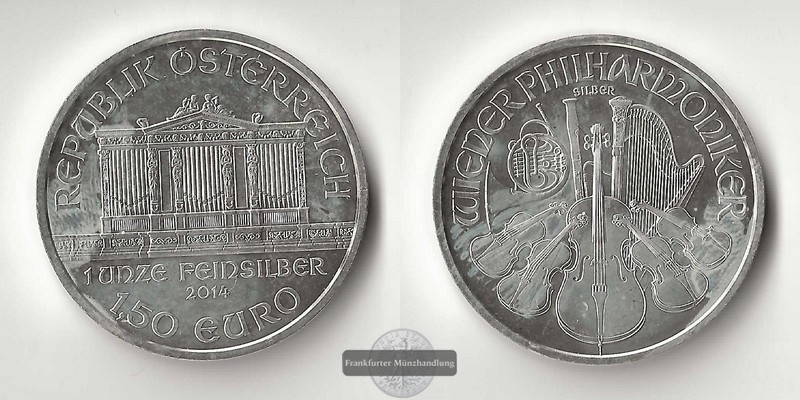  Österreich 1,5 Euro 2014  Wiener Philharmoniker  FM-Frankfurt Feinsilber: 31,1g   