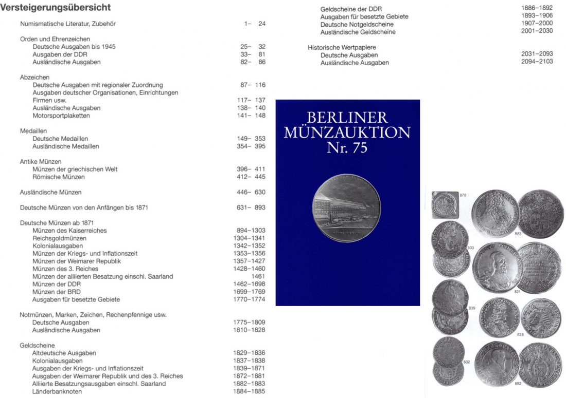  Berliner Münzauktion /Münzhandlung Priese & Mehlhausen (Berlin) Auktion 75 (1993) Antike bis Neuzeit   