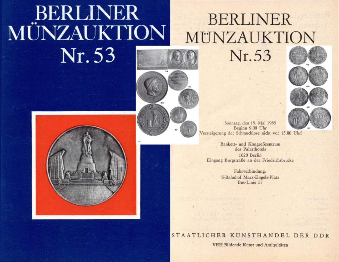  Staatlicher Kunsthandel der DDR / Reihe BERLINER Münzauktion Auktion 53 (1985) Münzen & Medaillen   