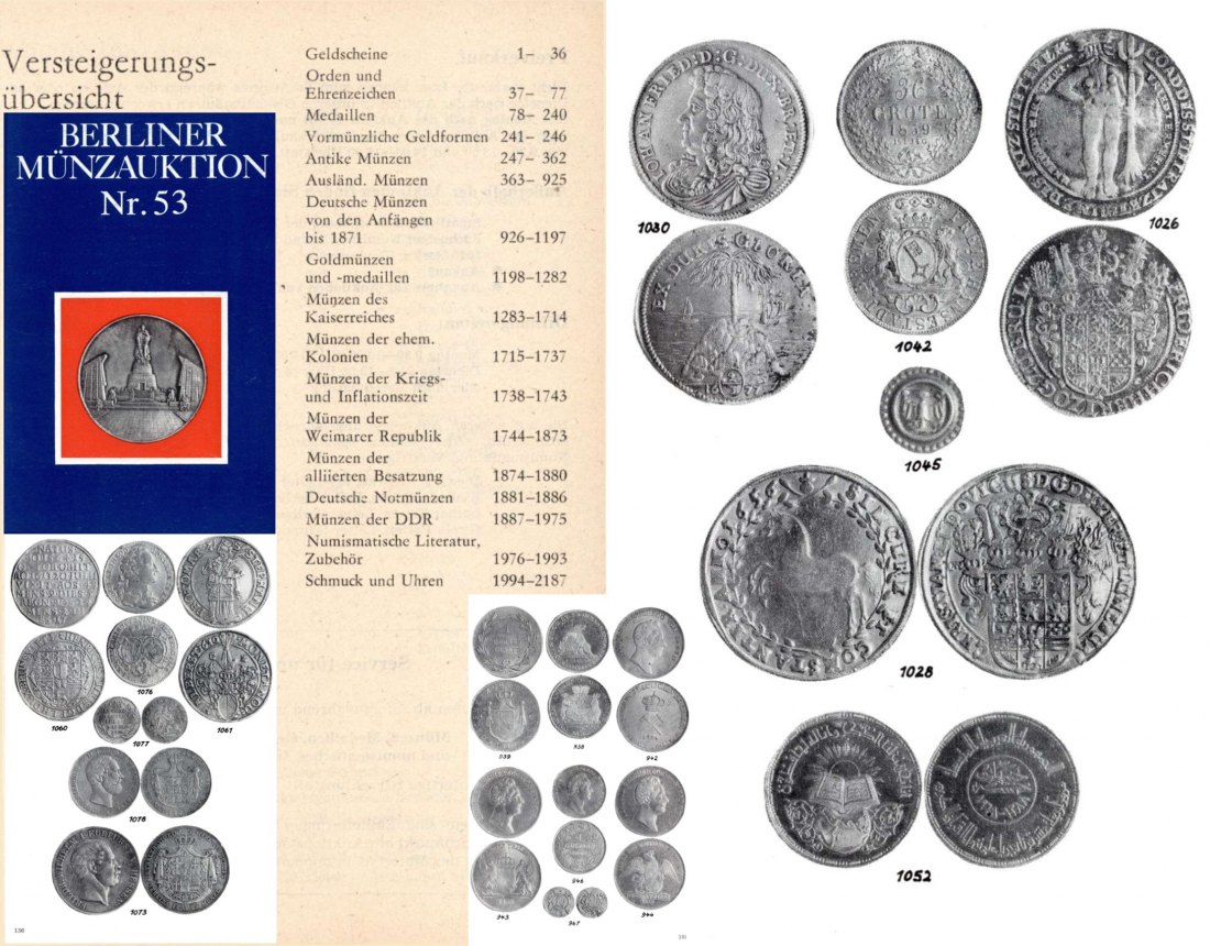  Staatlicher Kunsthandel der DDR / Reihe BERLINER Münzauktion Auktion 53 (1985) Münzen & Medaillen   