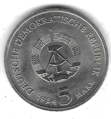  DDR 5 Mark 1984, Thomaskirche Leipzig, Stempelglanz, siehe Scan unten   
