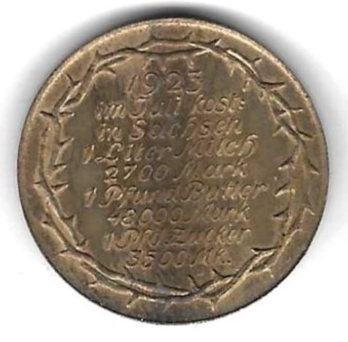  Medaille von Hörnlein über Preise 1923 der Inflation, Stempelglanz, 29 mm, 11,0 gr.,siehe Scan unten   