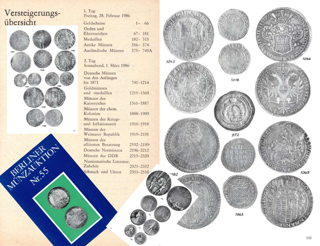  Staatlicher Kunsthandel der DDR / Reihe BERLINER Münzauktion Auktion 55 (1986) Münzen & Medaillen   