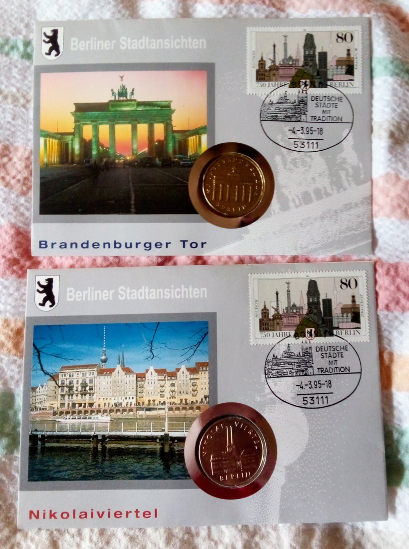  4 x Numisbrief Berliner Stadtansichten mit jeweils verschiedenen 5 Mark DDR 1987 RAR   