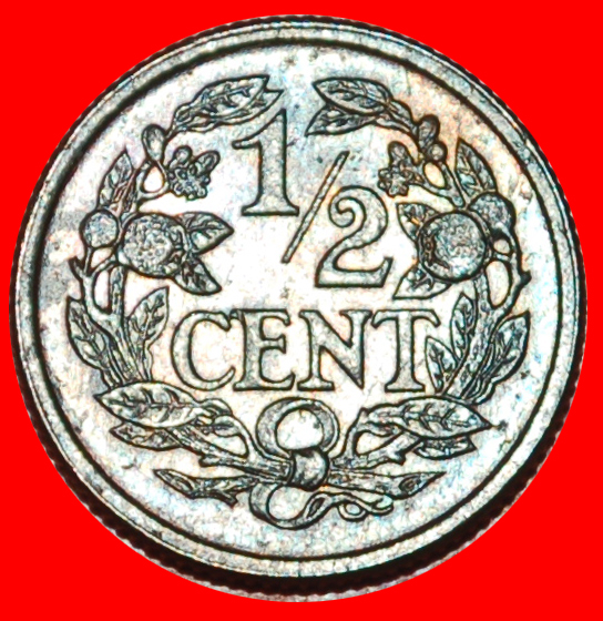  * WUCHERND LÖWE (1909-1940): NIEDERLANDE ~ 1/2 CENT 1940! WILHELMINA (1890-1948)!★OHNE VORBEHALT!   