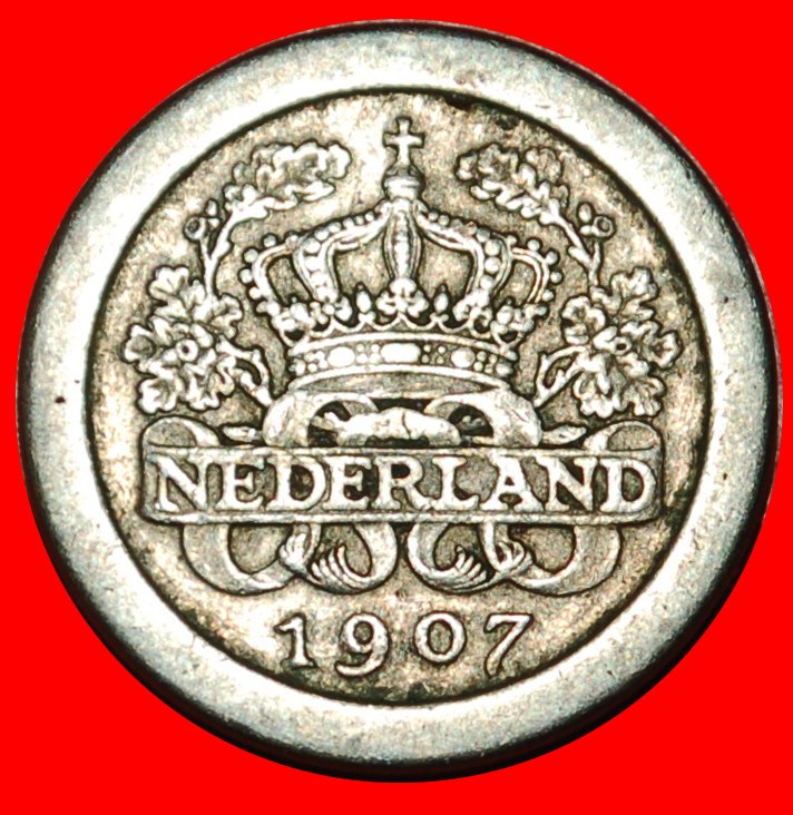  * CROWN AND OAK BRANCHES (1907-1909): NETHERLANDS ★ 5 CENTS 1907 UNCOMMON! ★LOW START★NO RESERVE!   