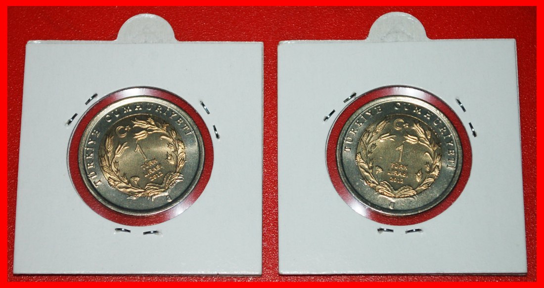  * RARE: TURKEY ★ 1 LIRA 2012 DEER & LEOPARD COMPLETE UNC SET! IN HOLDERS! ★LOW START★NO RESERVE!   