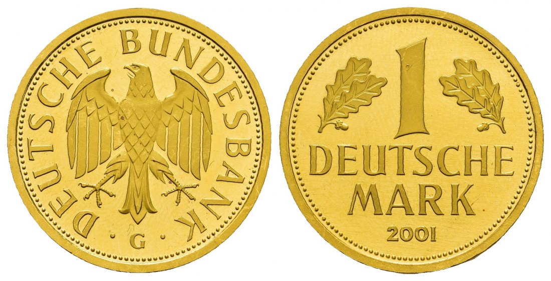 PEUS 8890 BRD 12 g Feingold. 1 Mark GOLD 2001 G Karlsruhe Stempelglanz (OHNE Originalkapsel)