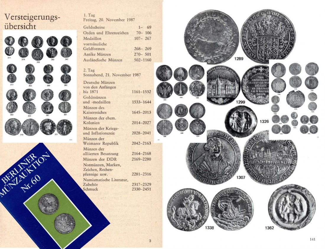  Staatlicher Kunsthandel der DDR / Reihe BERLINER Münzauktion Auktion 60 (1987) Münzen & Medaillen   