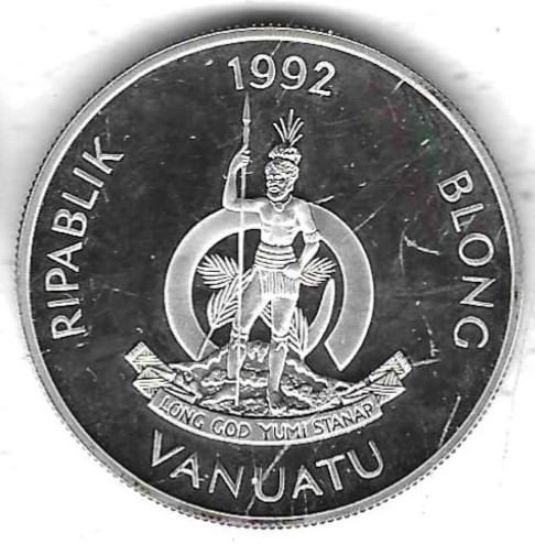  Vanuatu 50 Vatu 1992, Olymp. Spiele 1992, Silber 31,47 gr. 0,925, Makelloser Proof, siehe Scan unten   