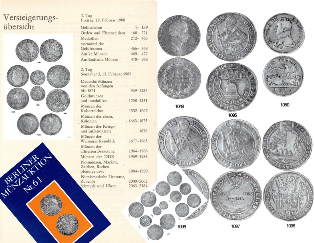  Staatlicher Kunsthandel der DDR / Reihe BERLINER Münzauktion Auktion 61 (1988) Münzen & Medaillen   