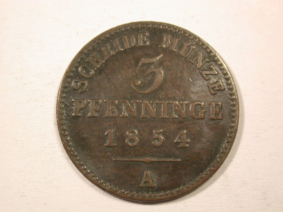 H13 Preussen 3 Pfennig 1854 A in ss Originalbilder