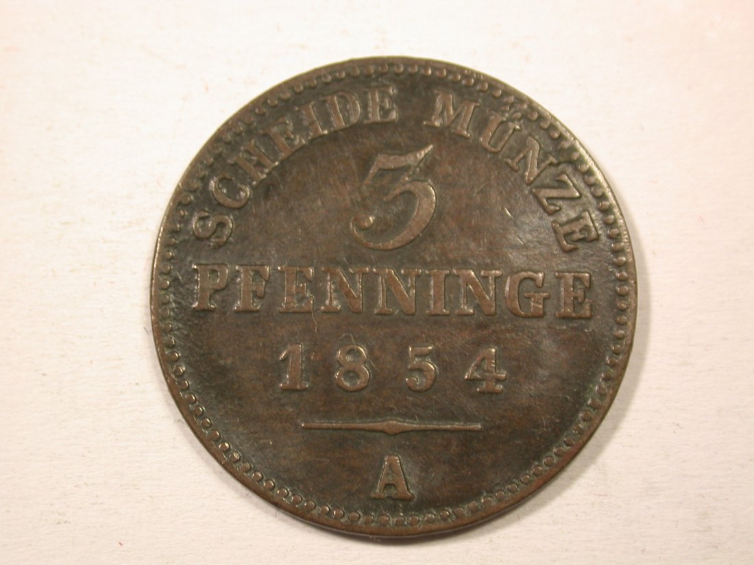  H13  Preussen  3 Pfennig 1854 A in ss   Originalbilder   