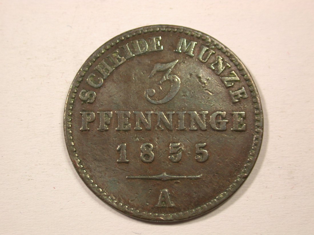 H13 Preussen 3 Pfennig 1855 A in s-ss Originalbilder