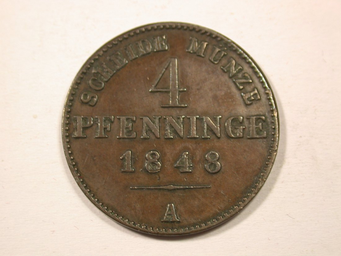 H13 Preussen 4 Pfennig 1848 A in ss+ R Originalbilder