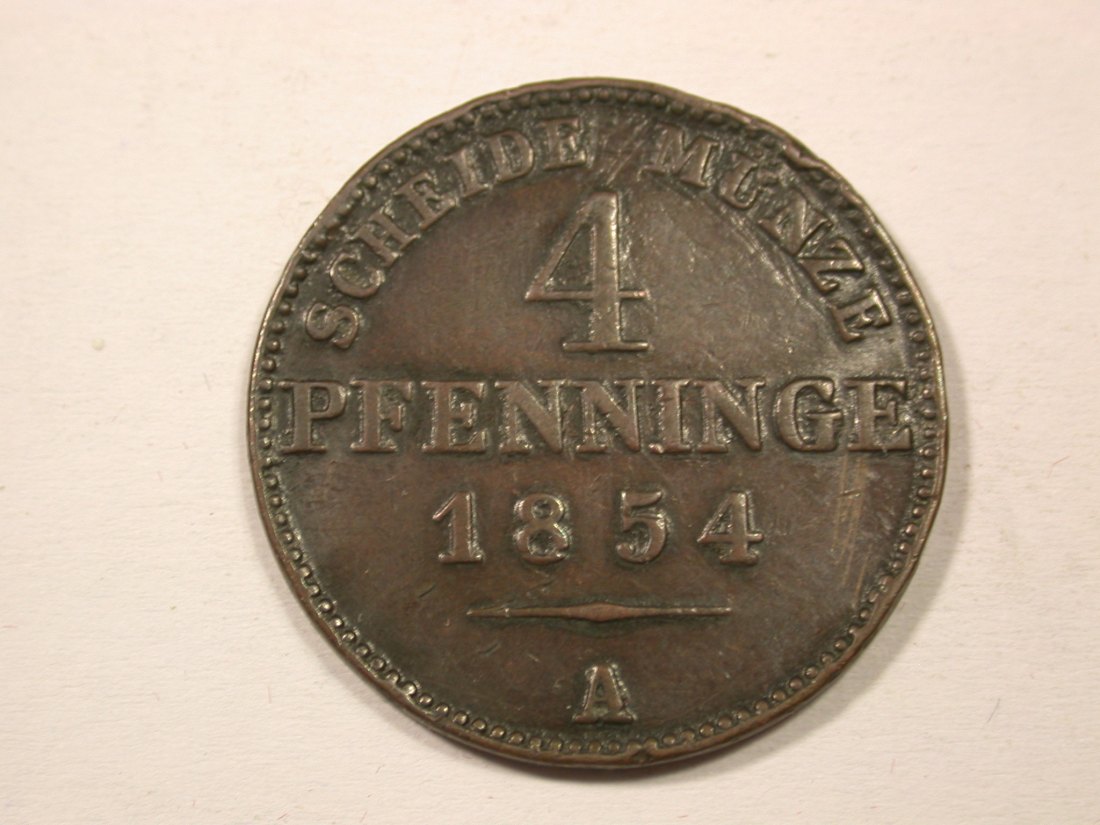 H13 Preussen 4 Pfennig 1854 A in ss, Randf. R Originalbilder