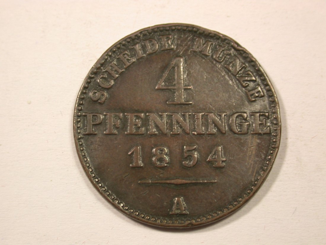  H13  Preussen  4 Pfennig 1854 A in ss, Randf.   R   Originalbilder   