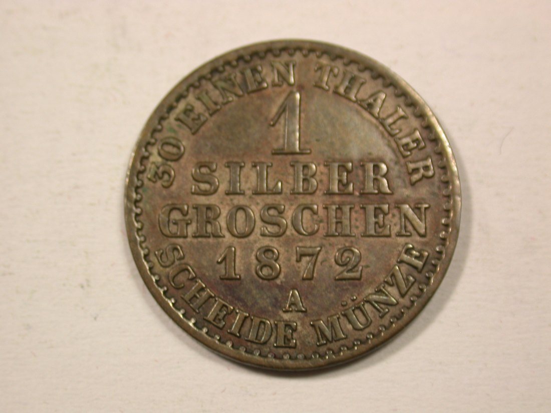 H13 Preussen 1 Silbergroschen 1872 A in ss-vz/f.vz Originalbilder