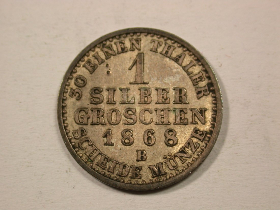 H13  Preussen  1 Silbergroschen  1868 B in ss+/f.vz  Originalbilder   