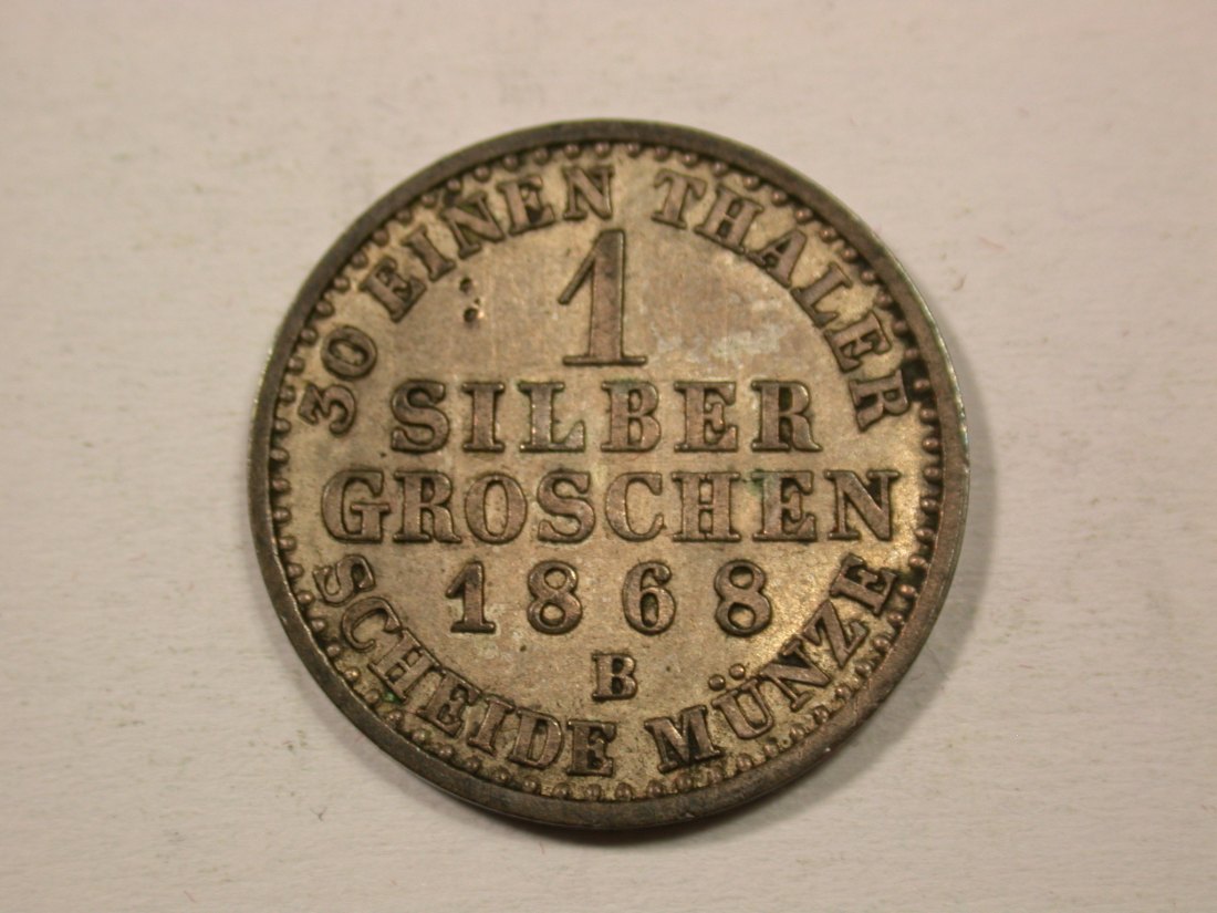 H13 Preussen 1 Silbergroschen 1868 B in ss+/f.vz Originalbilder