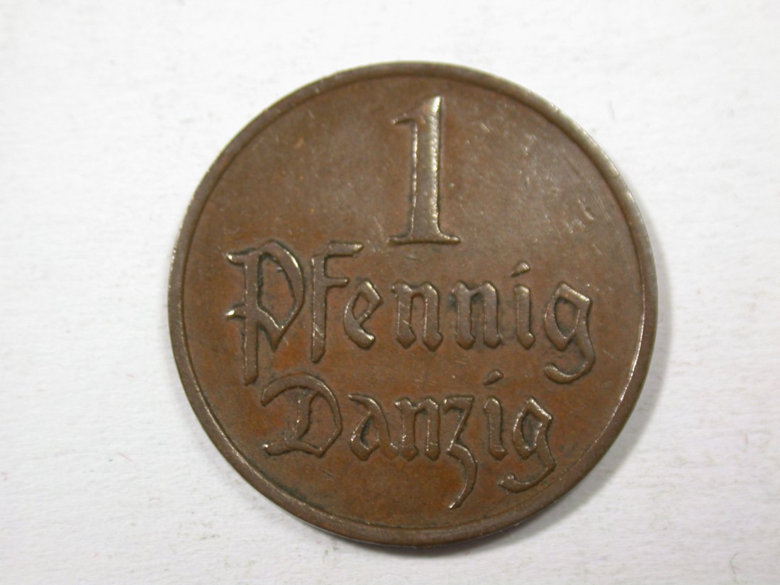 H13 Danzig 1 Pfennig 1929 in ss/ss-vz Originalbilder