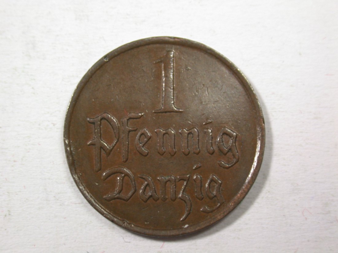  H13  Danzig  1 Pfennig  1930 in ss+, Rdf  Originalbilder   