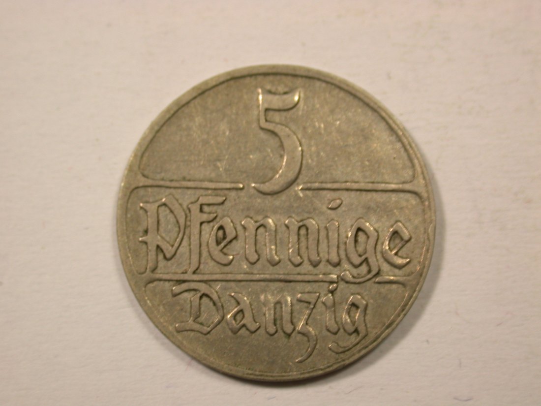H13 Danzig 5 Pfennig 1923 in ss/ss+ Originalbilder