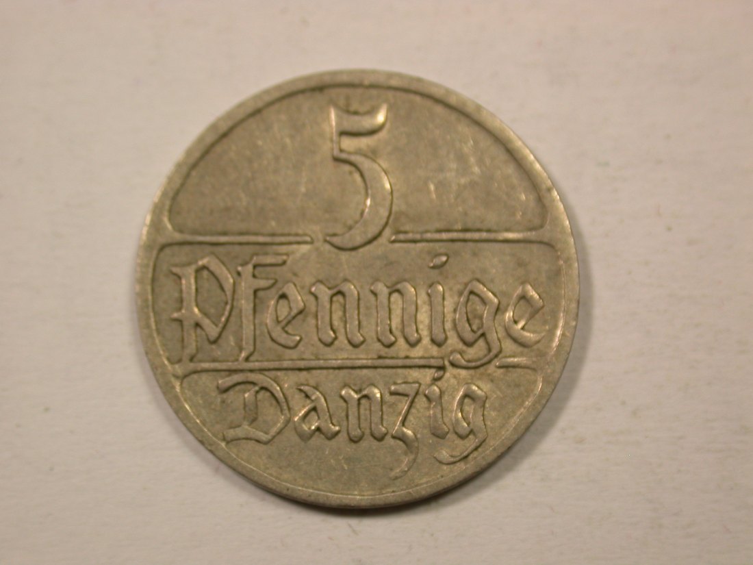 H13 Danzig 5 Pfennig 1928 in ss+ R Originalbilder