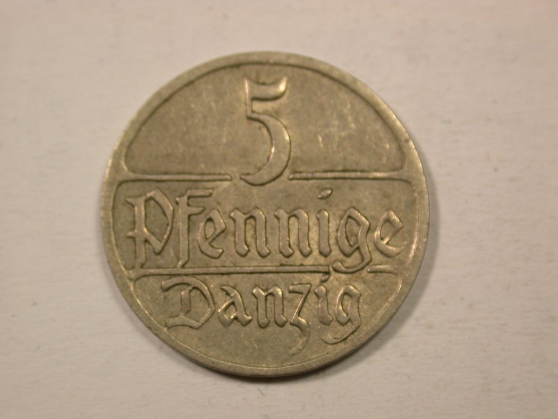  H13  Danzig  5 Pfennig 1928 in ss+  R   Originalbilder   