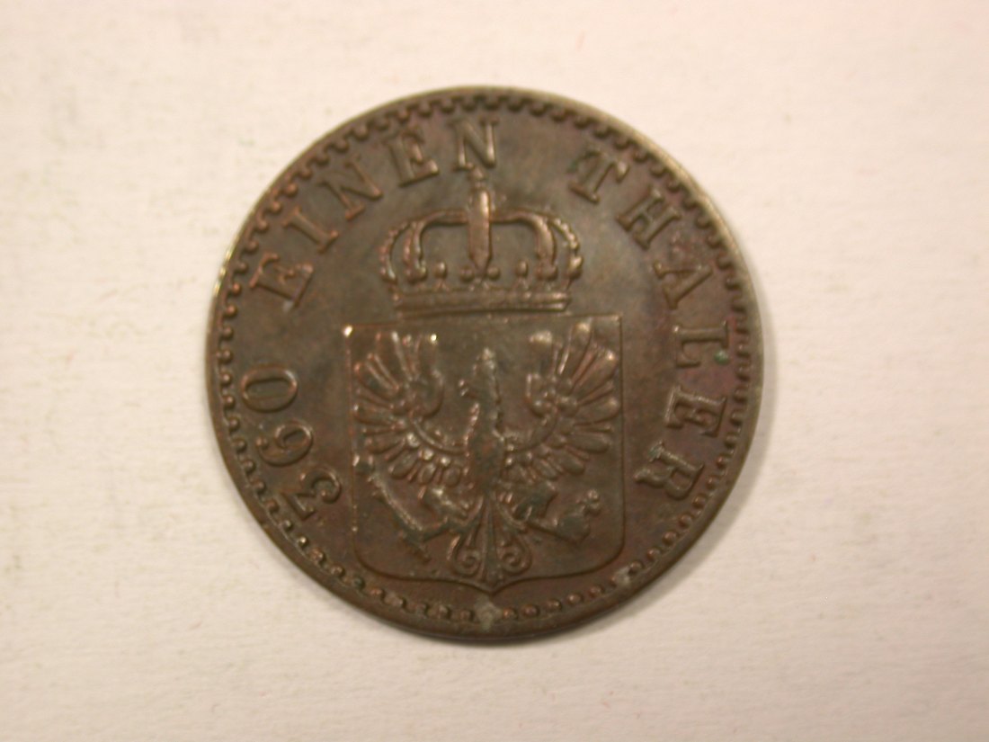  H13  Preussen  1 Pfennig 1862 A in ss+   Originalbilder   