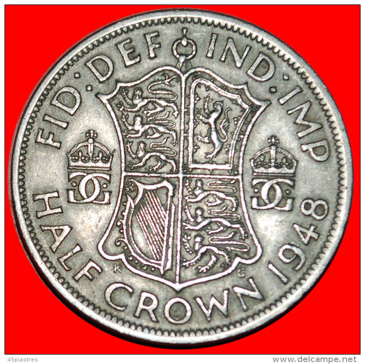 Ⰶ COAT OF ARMS ★ GREAT BRITAIN★ HALF CROWN 1948! GEORGE VI (1937-1952)★LOW START ★ NO RESERVE!