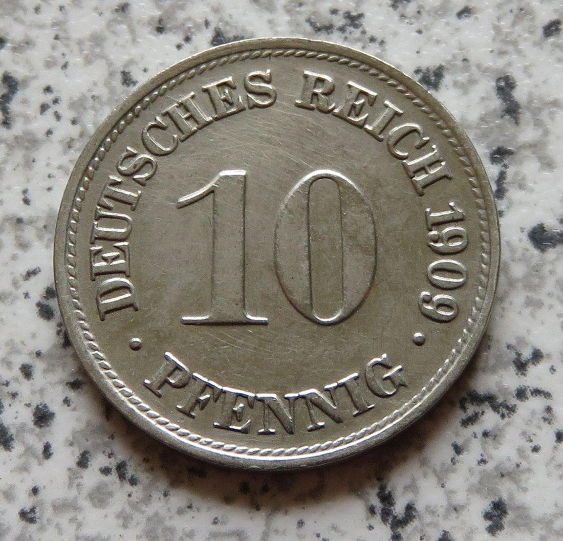  Deutsches Kaiserreich 10 Pfennig 1909 D   