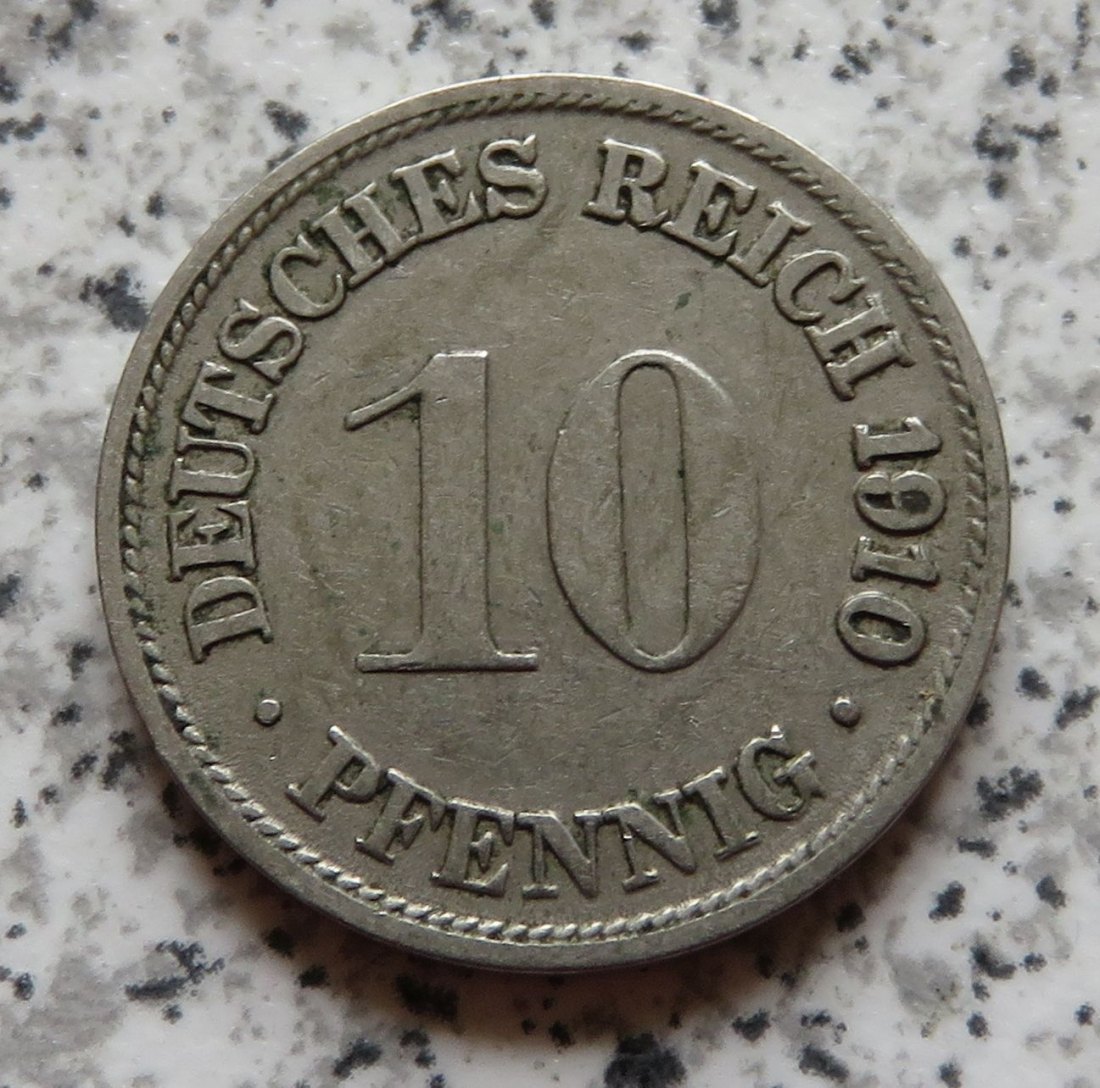  Deutsches Kaiserreich 10 Pfennig 1910 F   